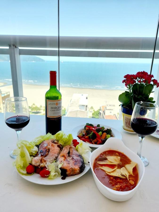 Apto Top Com Vista Pro Mar Em Condominio Completo Em Frente A Praia! サントス エクステリア 写真